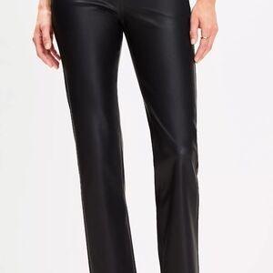 LOFT Imitation Leather Classic Black Straight Leg Trousers